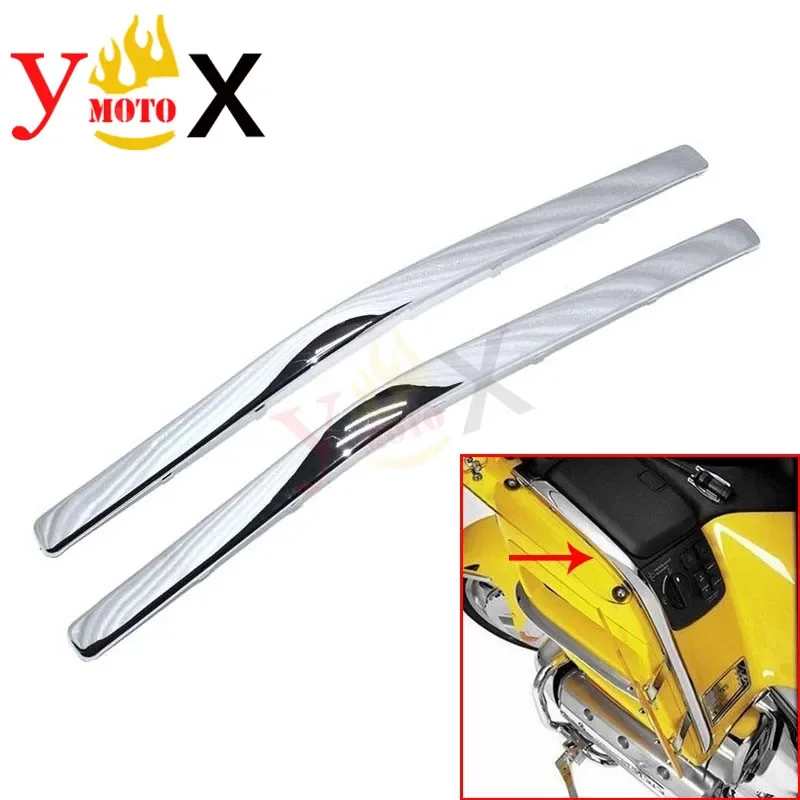 GL 1800 Side Box Trim Connecting Fairing Bow Shaped Chrome Strake Accent Decal Decoration For Honda Goldwing GL1800 2001-2011