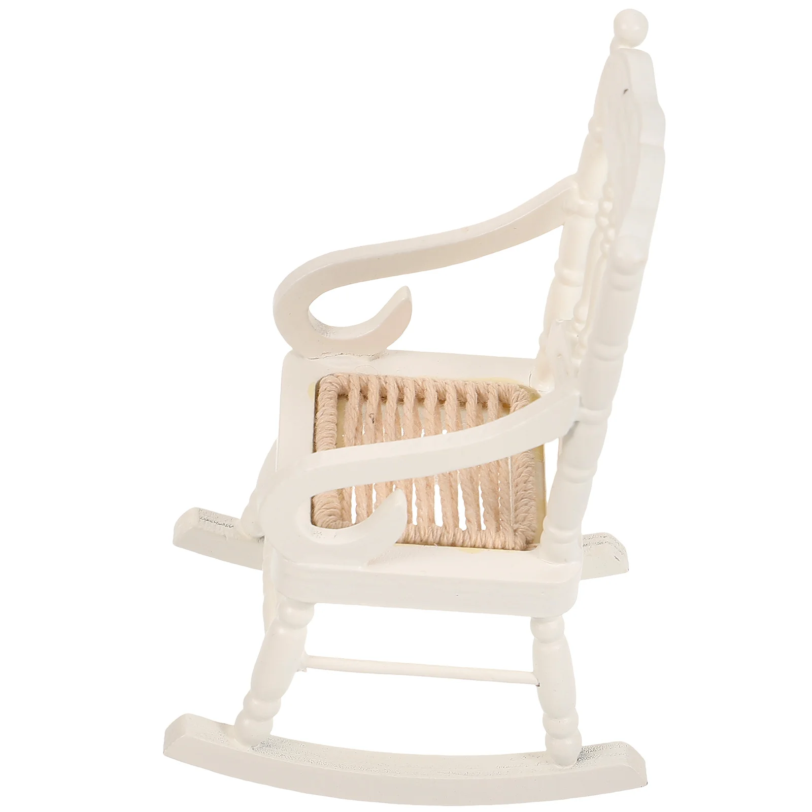 

Miniature Decor 1/12 Rocking Chair Filling Furniture Accessories Wooden Bamboo Dollhouse Interior Design