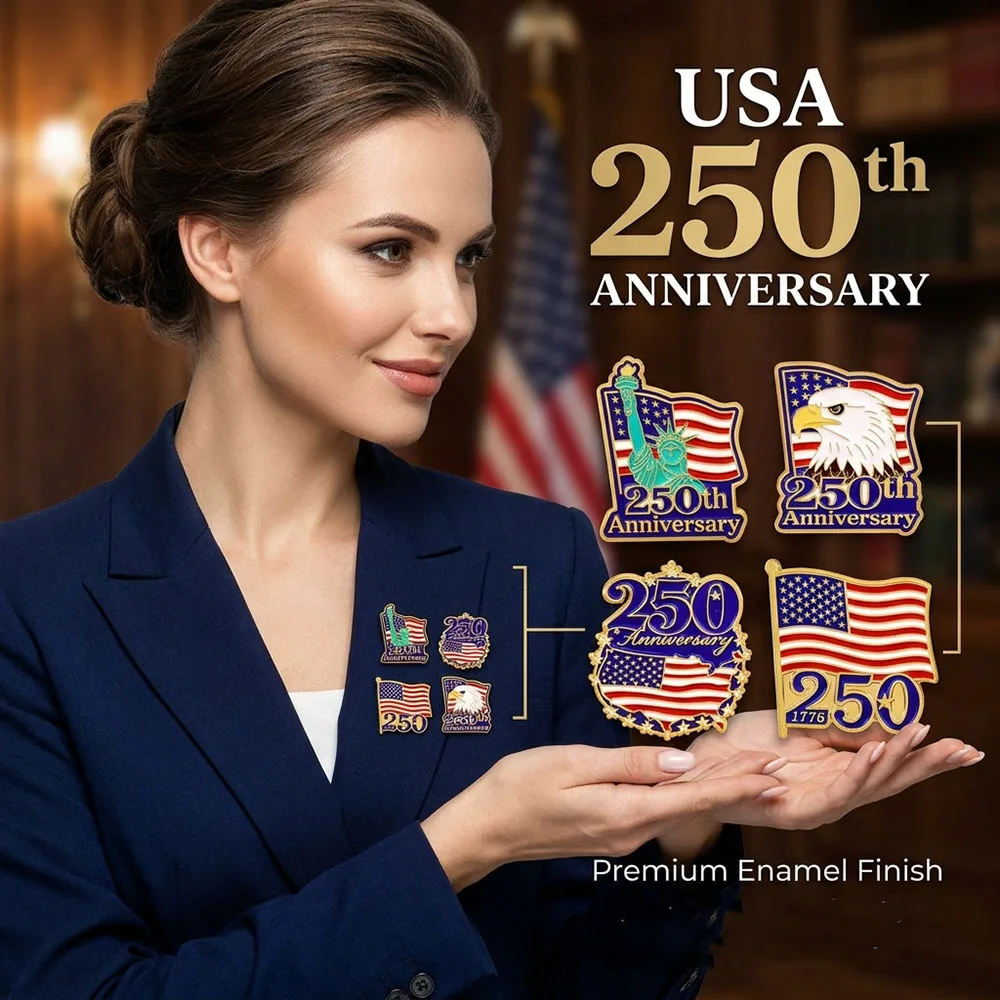USA 250th Anniversary Enamel Brooch 1776-2026 United States Flag Statue of Liberty Eagle Lapel Pins Patriotic Souvenir Jewelry