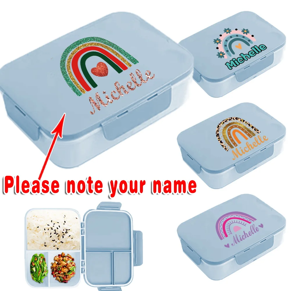 

Customized Name Leakproof Bento Box Organizer with Lid Portable Travel Lunch Holder DIY Breakfast Storage Container Personalized