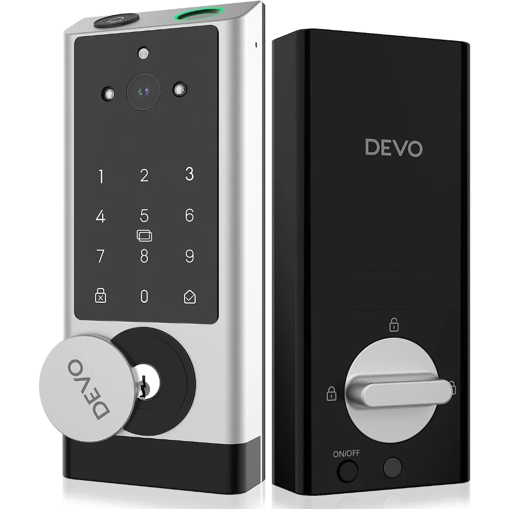 DEVO G1 Video Smart Lock with Camera & Doorbell, 6-in-1 Keyless Entry Door Lock with Fingerprint, App Remote, Auto Locks, Built-
