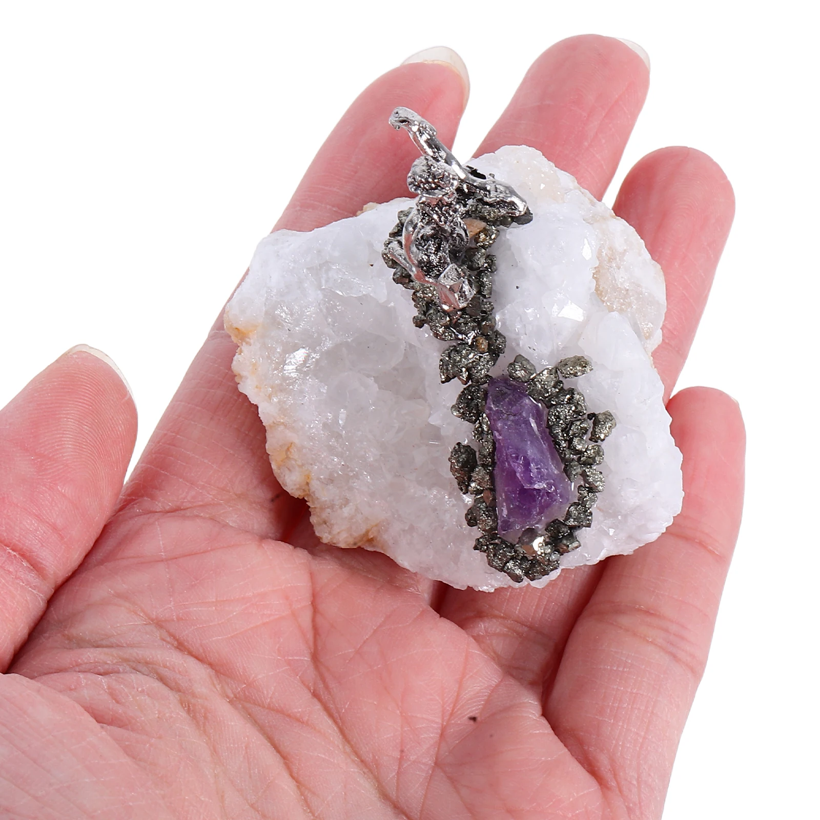 

Natural Crystal Crafts Novelty Office Sculpture Stone White Alloy Bookshelf Figurine