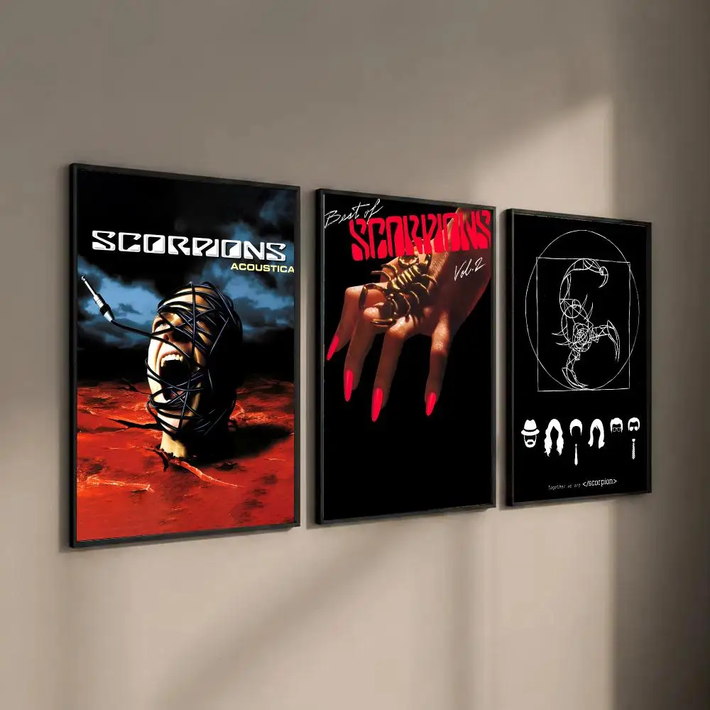 Band S-Scorpions Poster Waterproof Sticky Wall Art Print For Bedroom Living Room Hallway Bar Home Decor