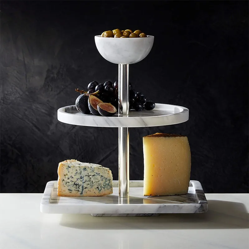 

French 100% Natural Marble Cake Stand, Multi-Layer Tray for Desserts & Snacks