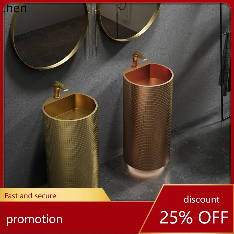 

HXL 304 Stainless Steel Wash Basin Grid Round Pedestal Basin Suspended Anti-Kick