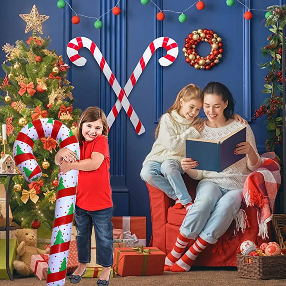 

2Pcs Inflatable Crutch Balloons Smooth Surface Christmas Party Props Xmas Festival Balloon Decor Inflatable Balloon Decor