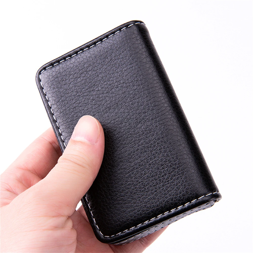 1pcs Pu Leather Magnetic Business Card Case Portable Credit Card Pocket Large Capacity Business Card Holder For Women Men Office