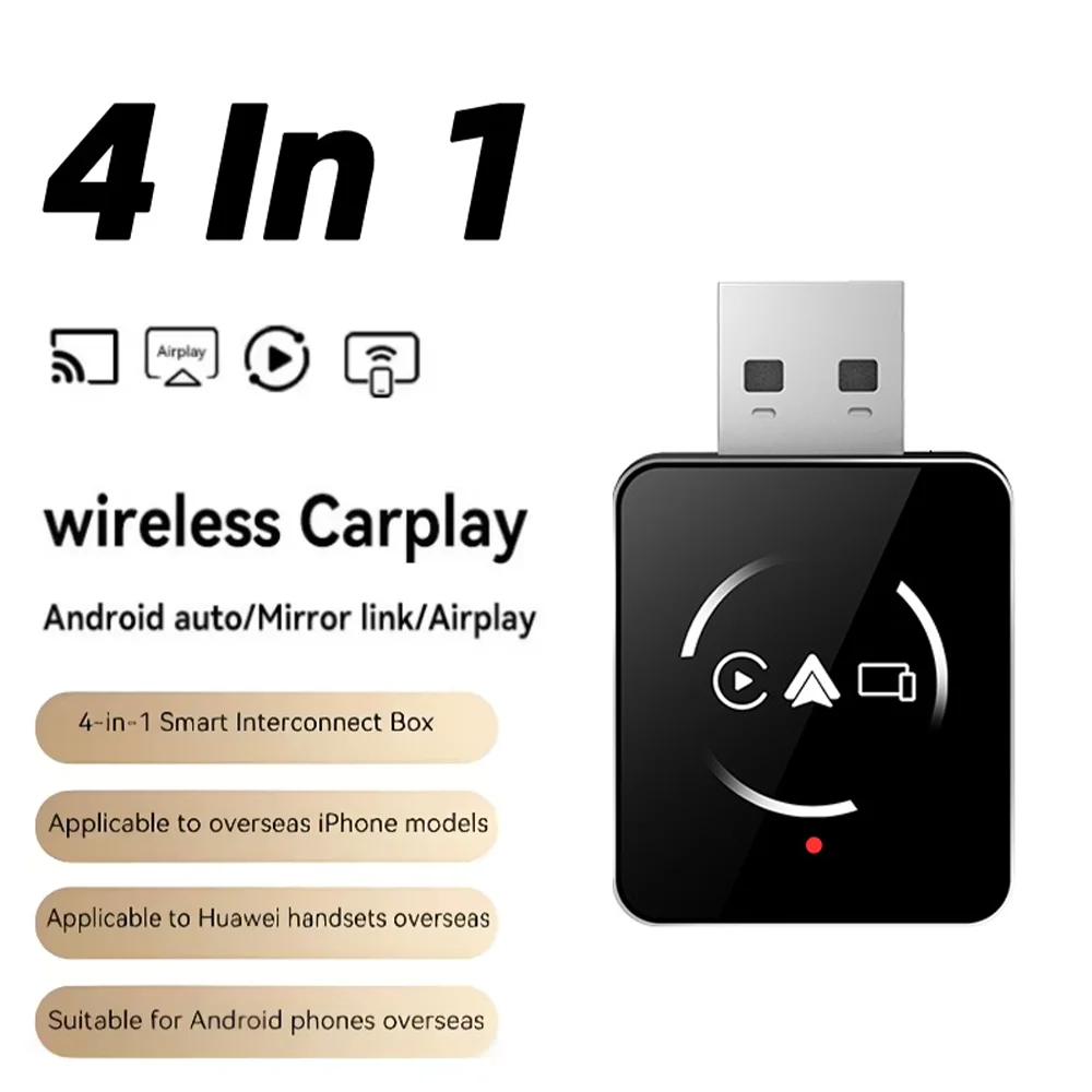 4in1 Wireless CarPlay Adapter for Apple Mirror Link Android Auto Smart Box Car Intelligent Systems For Car With Wired CarPlay