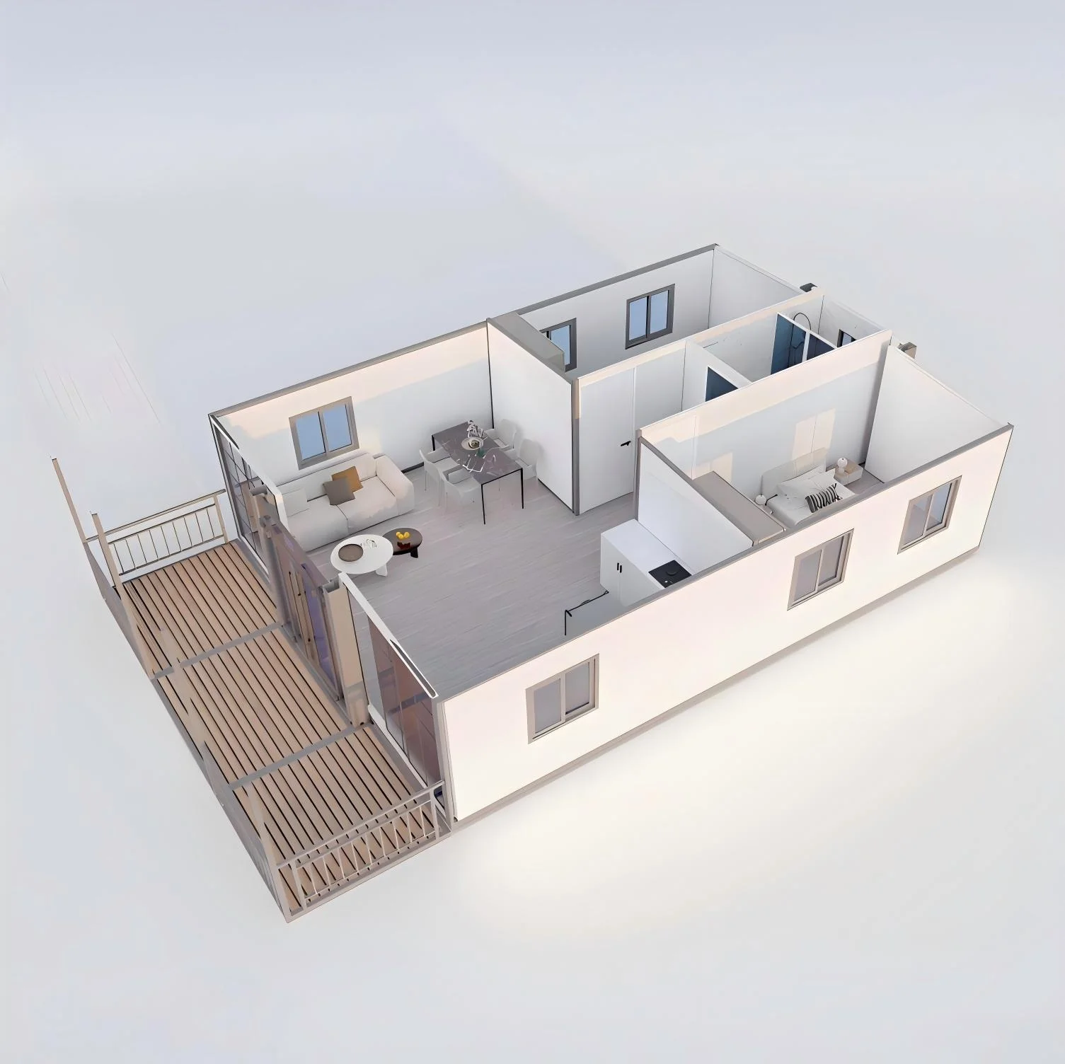 Customized Skillion Roof Prefabricated Modular House Prefab Steel 2 Bedroom Expandable Container Granny Flat Bathroom Warehouse