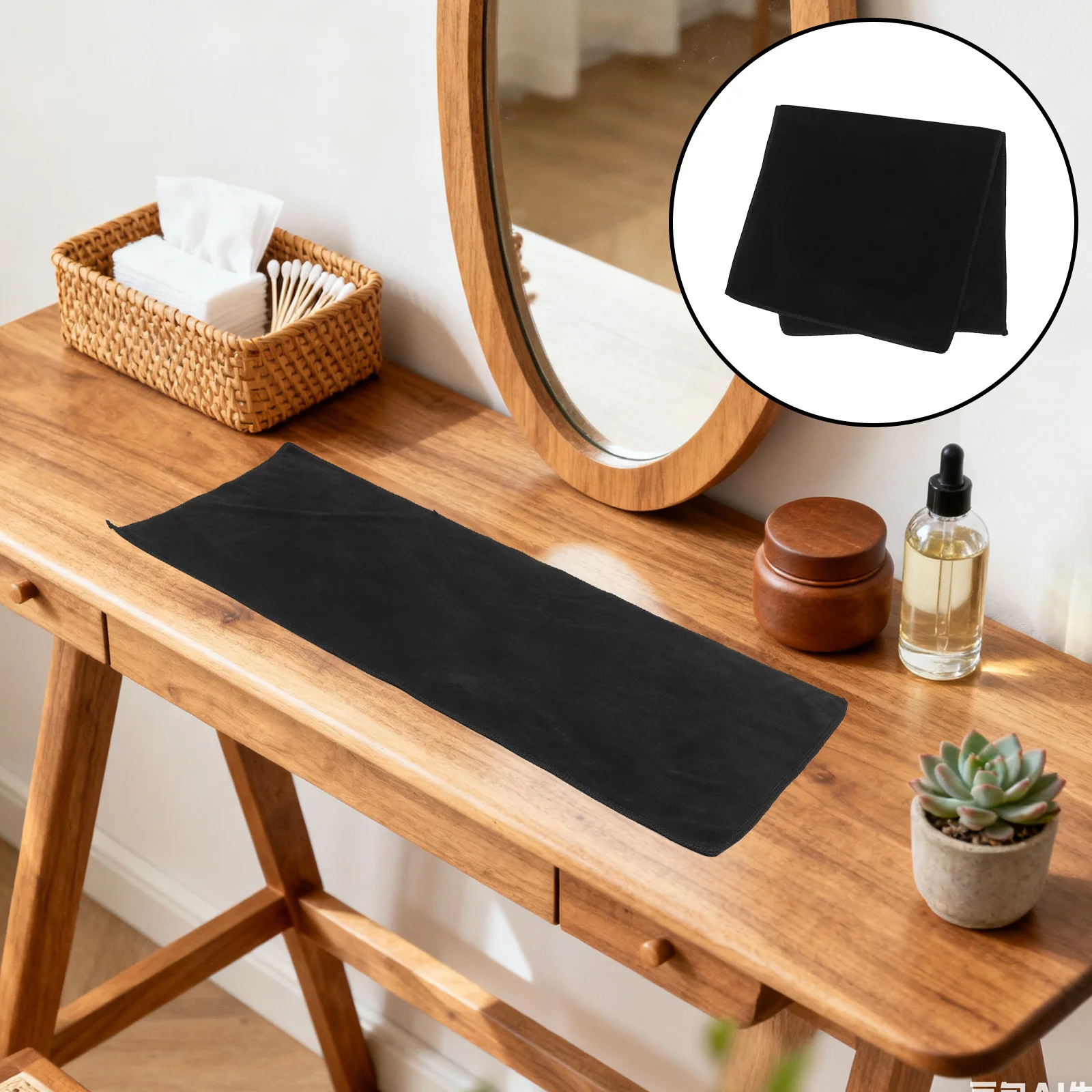 

Black Table Cover Protector Rectangle 23.6x12 Dresser Table Cover Decorative Tabletop Mat Dining Room Bedroom Living Room Makeup