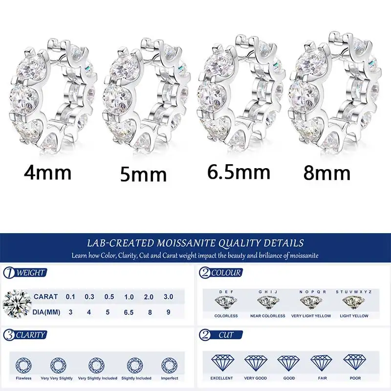 Fine Jewelry Moissanite Luxury Earrings 925 Silver For Women Sterling Silver Earring