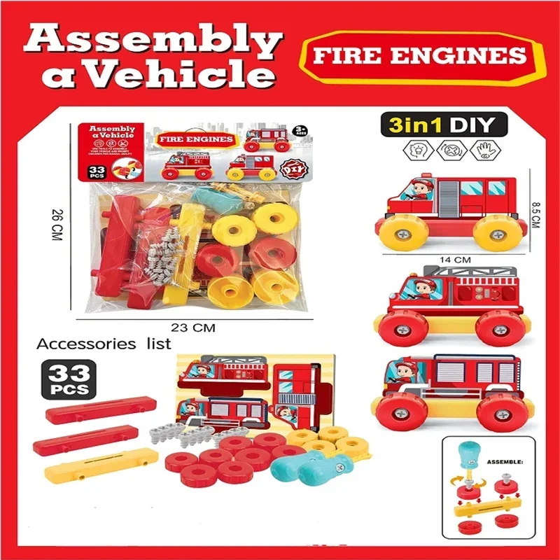 Children's Assembling Engineering Vehicle Detachable Screw Combination Disassembly Toy Boy Car DIY Inertia Cars Gifts