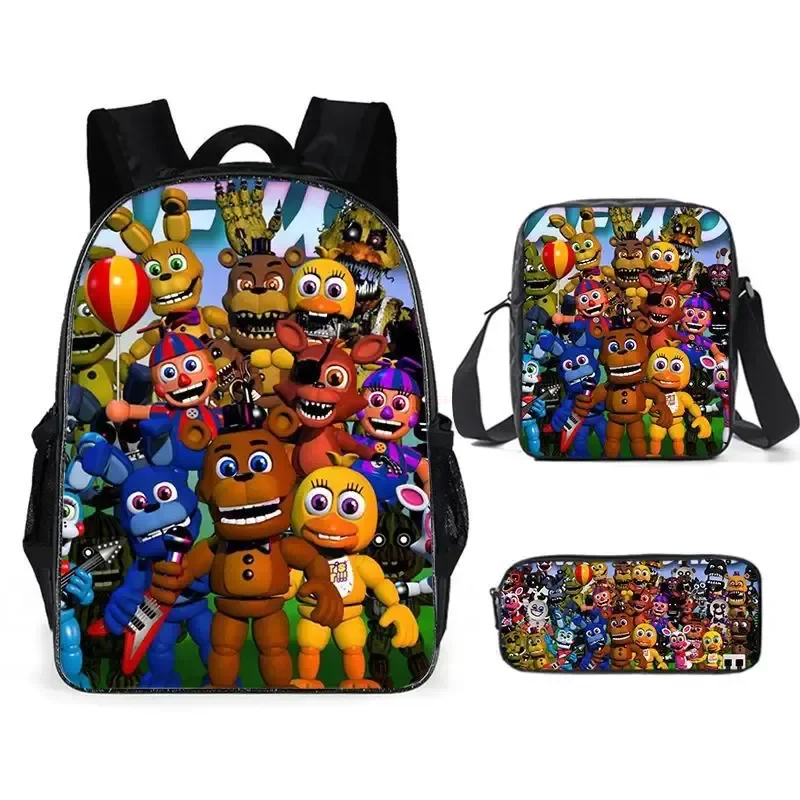 

Five nights at freddy's thriller game peripheral cartoon anime air cushion backpack three piece set student backpack pencil bag