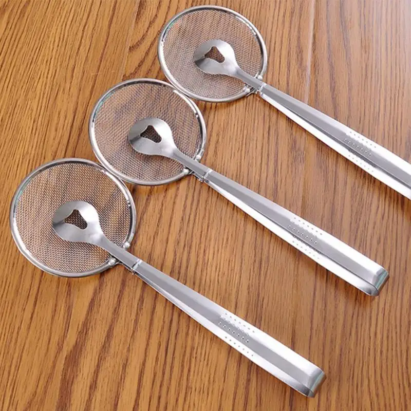 Stainless Steel Oil Frying Clamp Filter Fine Mesh Strainer With Clip Tongs For Oil-frying Food BBQ Kitchen Tools