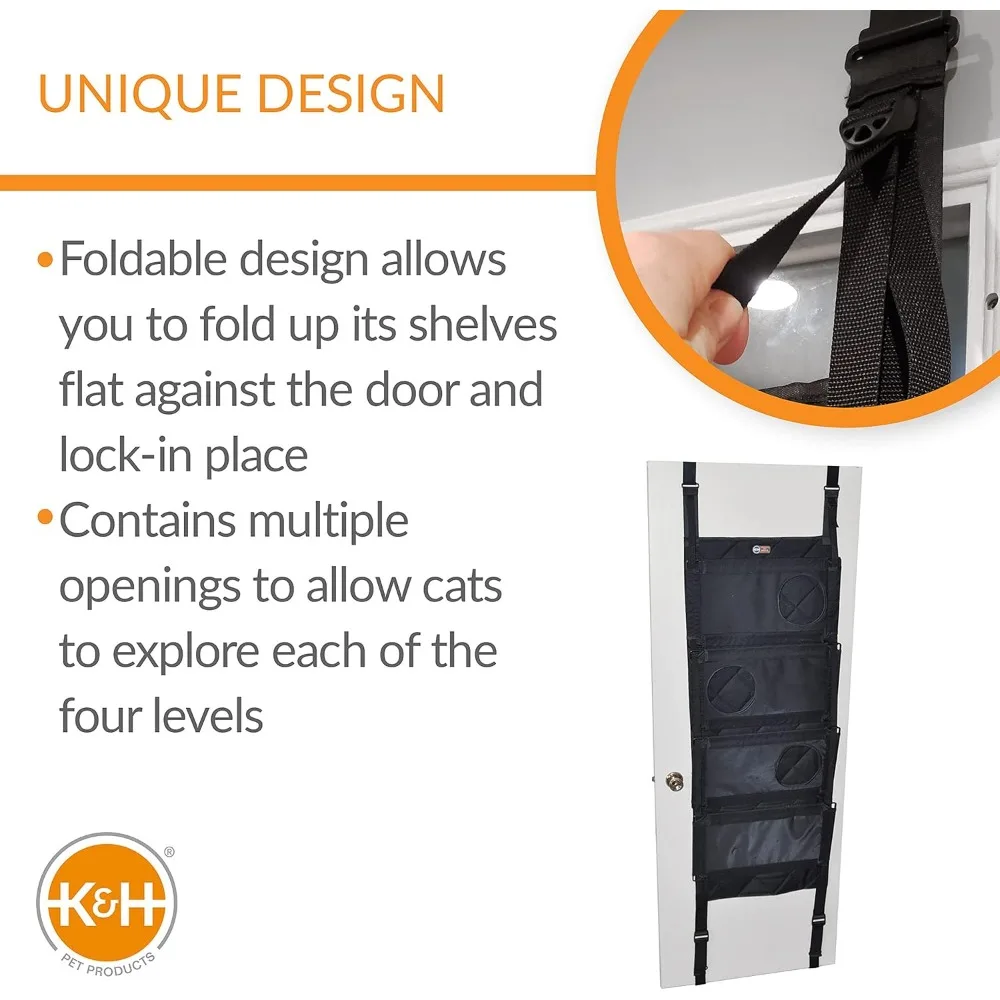 Space-Saving Wall-Mounted Cat Tree with Multi-Level Perch, Hammock Bed, Tool-Free Assembly - Gray