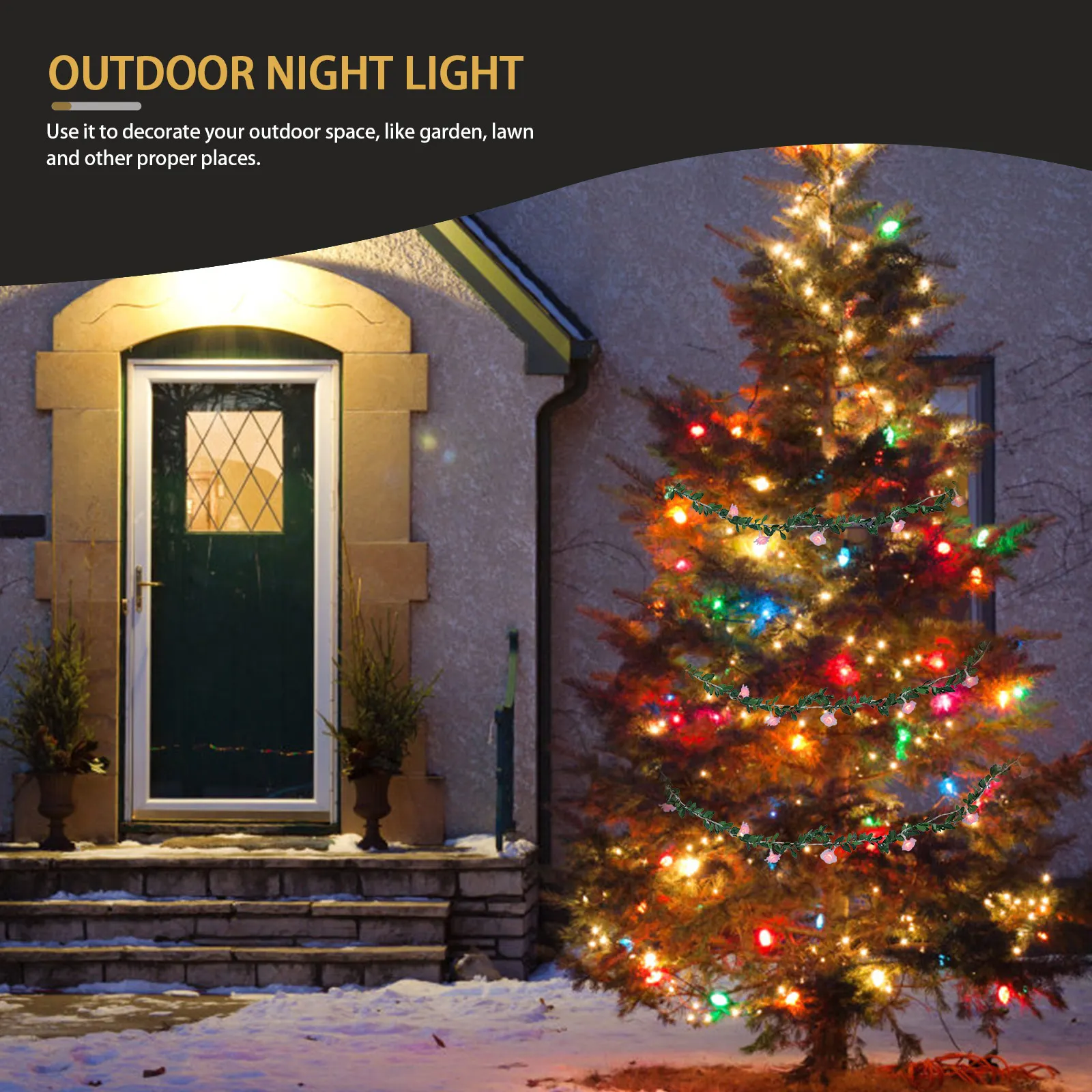 

Simulated Plant Garland Lamp Outdoor Light Decorative Wreath Lights Festival Patio Led Waterproof Christmas