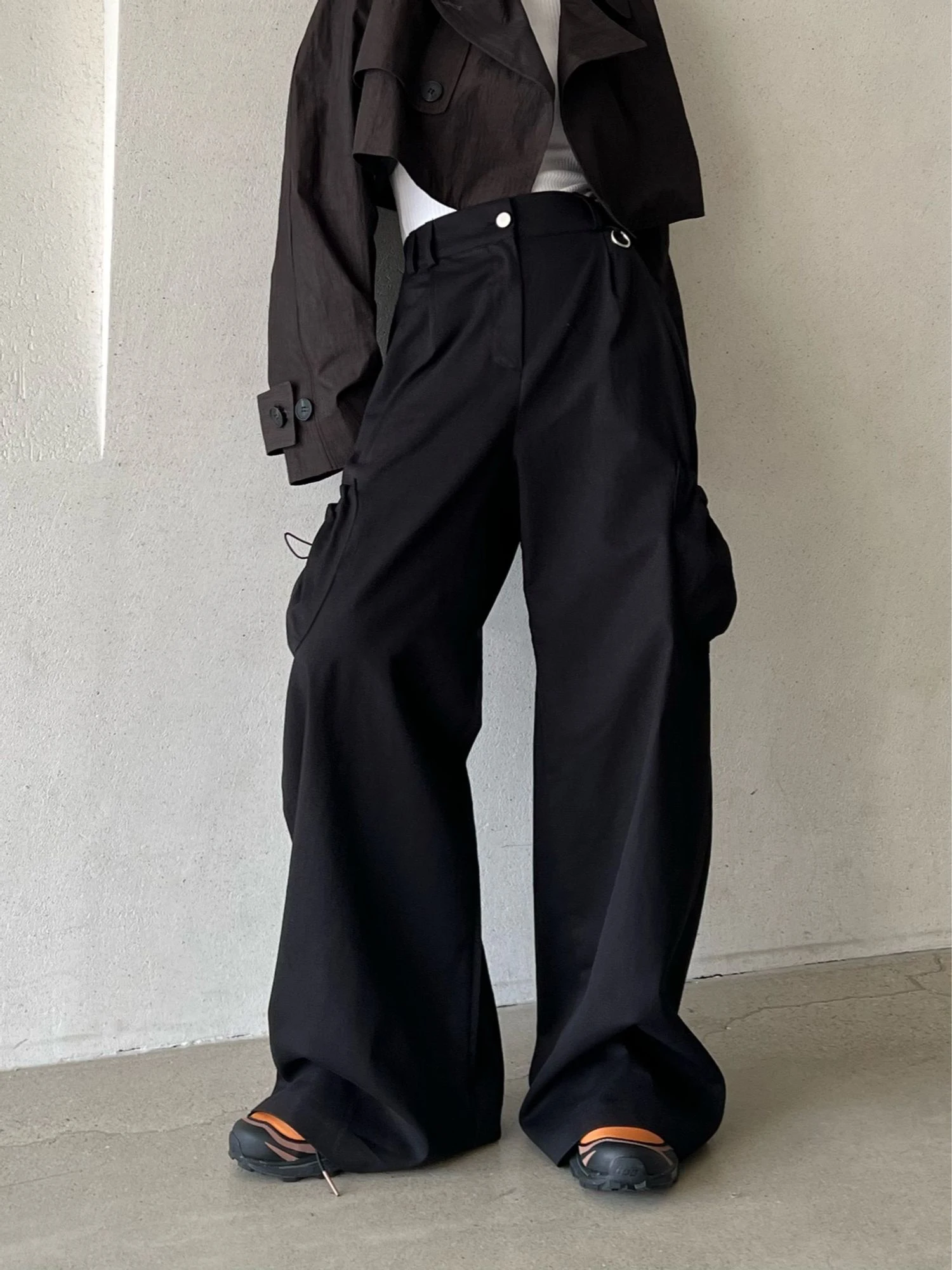 

Korean style Rear elastic waist casual loose versatile tooling casual pants women
