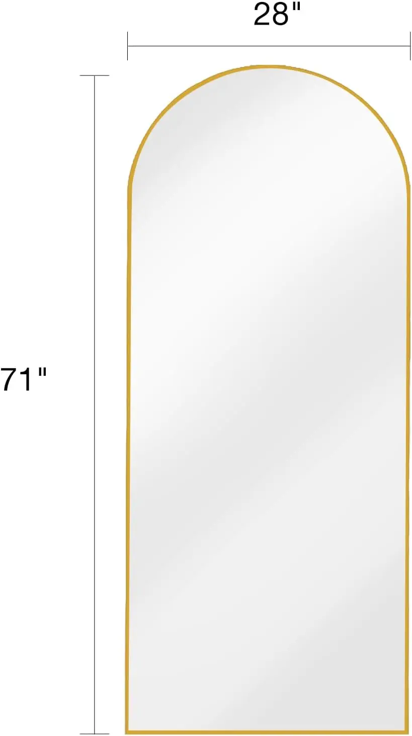 Full Length Mirror with Stand, Arched Wall Mirror, 28"x71"Mirror Full Length, Gold Floor Mirror Freestanding, Wall Mounted Mirro