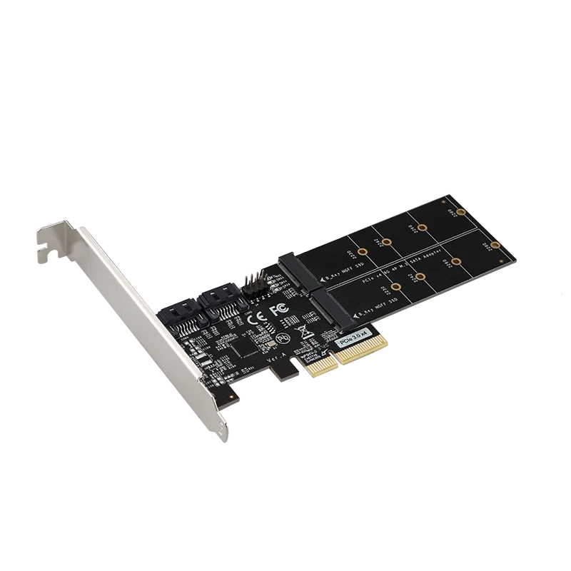 

Карта расширения PCIE3.0 4x на 2 порта M.2 NGFF SSD-контроллер 2-портовый SATA3 ASM1164 PCIe3.0 Карта адаптера 4X на 2SATA3 + 2M.2 B-Key