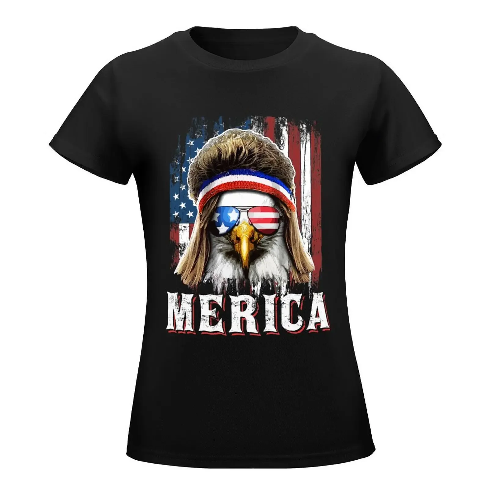 Patriotic Merica Eagle Mullet 4th of July T-Shirt tees shirts graphic tees tops womans clothing