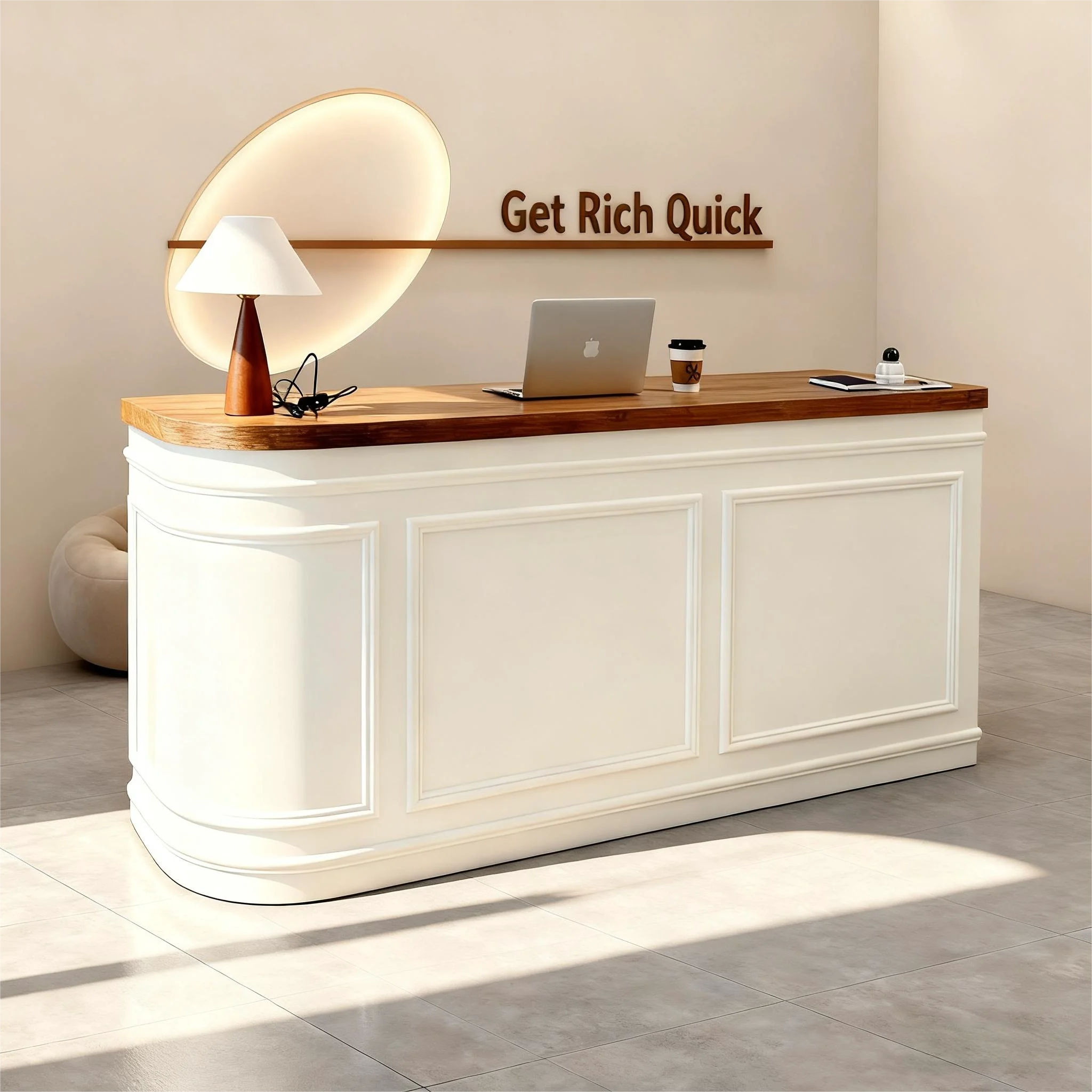 Minimalist Small Front Desk Reception Counter For Beauty Salon Hotel Gym Spa-Durable Eco-Friendly Heavy Duty Customizable Size