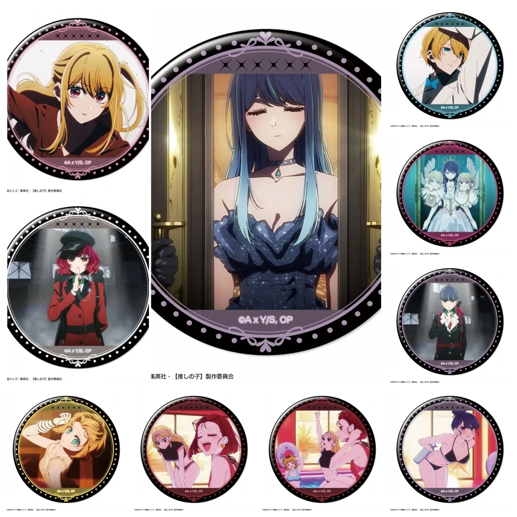 58mm Anime OSHI NO KO Ichigo Saitou Arima Kana Shiranui Frill Cosplay COSTUME Badge Pin SPTE Tinplate Brooch Prop Xmas Gift