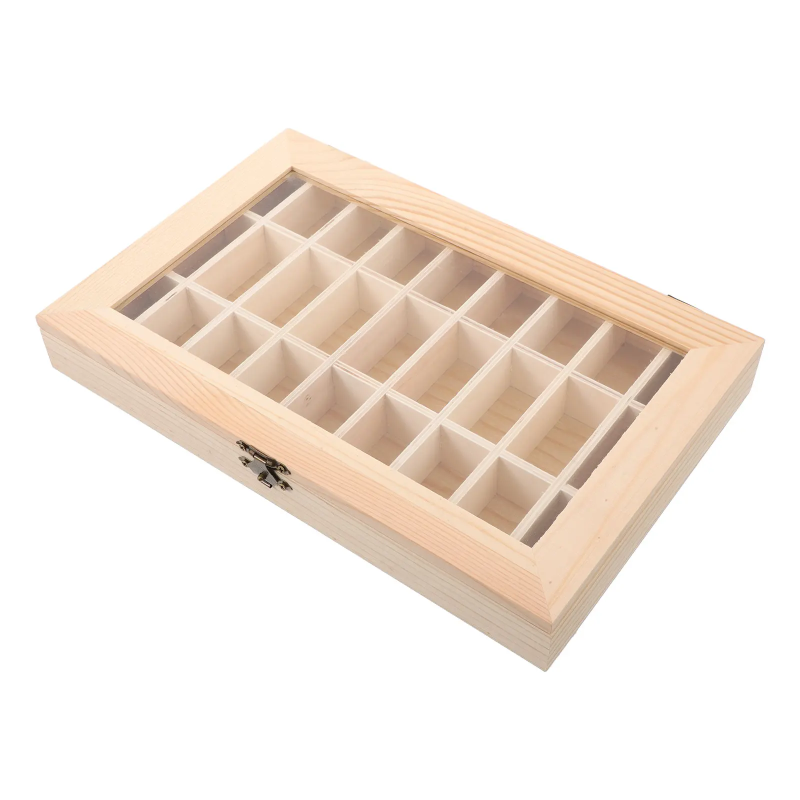 Wooden Rock Collection Display Box Mineral Specimen Organizer Clear Lid Crystal Storage for Geology Education Museum Collections