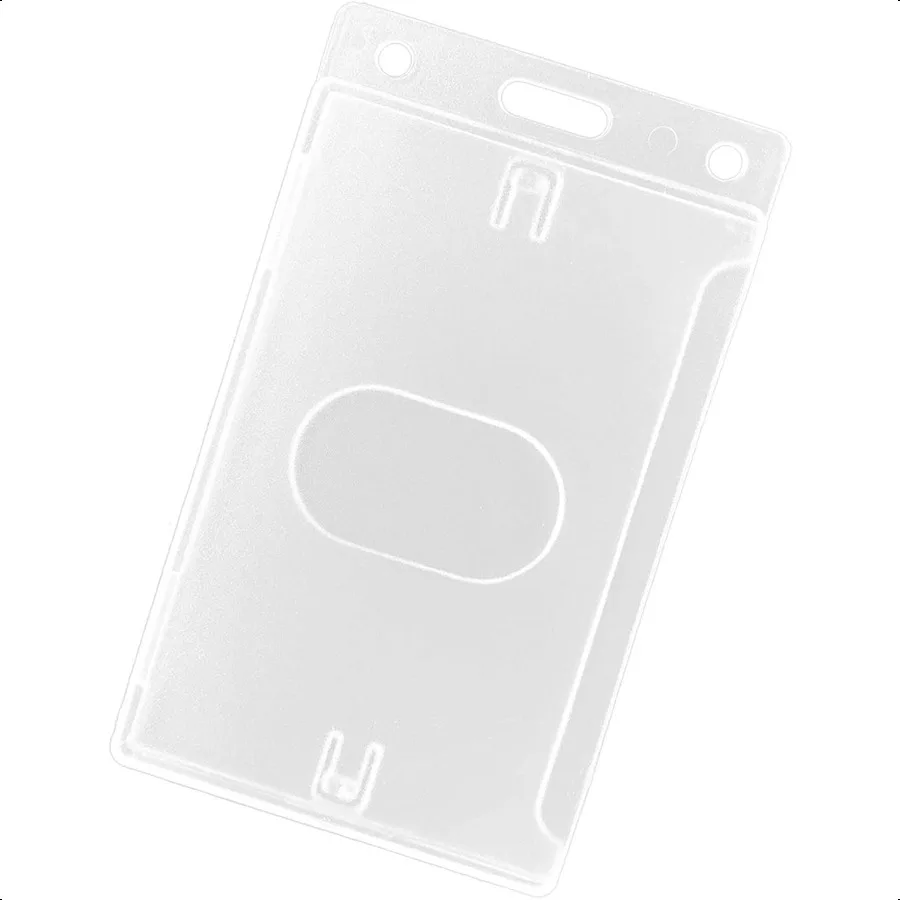 

10 Pack Hard Plastic ID Card Badge Holder Vertical with Thumb Slots