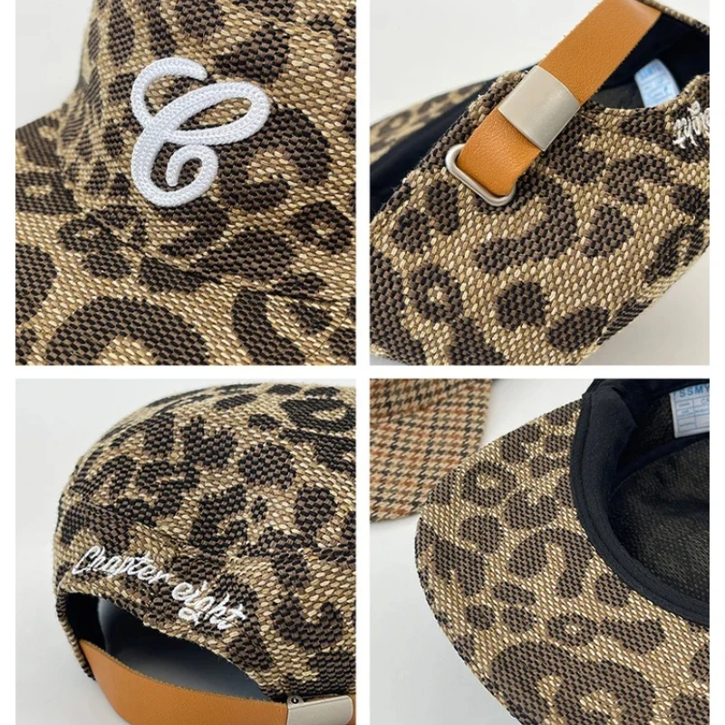 Spicy Girl Retro Flat-top Leopard Print Plaid Baseball Cap Women's