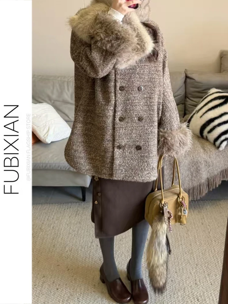 Retro Flutton Midi-rok voor dames Herfst Winter Bruin Afslankend Veelzijdig Zacht temperament Lange rok Hoge taille Stra...