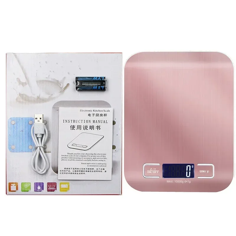 Rechargeable Kitchen Scale LCD Display 5kg/10kg Food Scale Stainless Steel Electronic Scale For Baking Cooking Tool view 6
