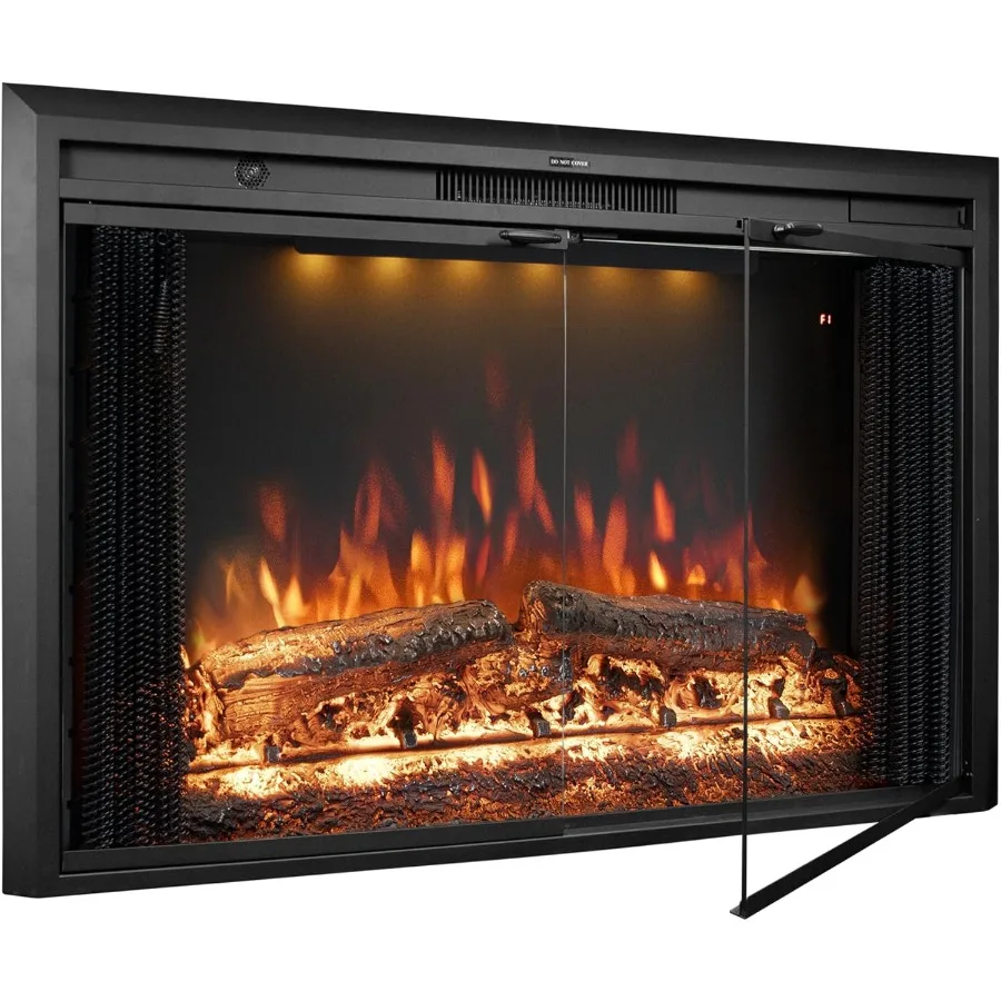 

43 Inches Electric Fireplace Insert with 750W/1500W Heating Capacity Adjustable Flame and Top Light Colors Realistic Fire Crack