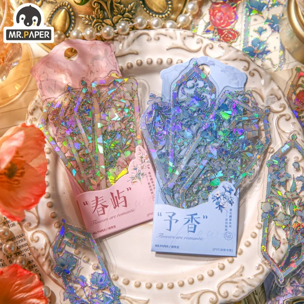 10Sheets/bag Retro Flower Special-shaped Frame Bookmark Relief Gilding Student Reading Book Marks Supplies Accessories