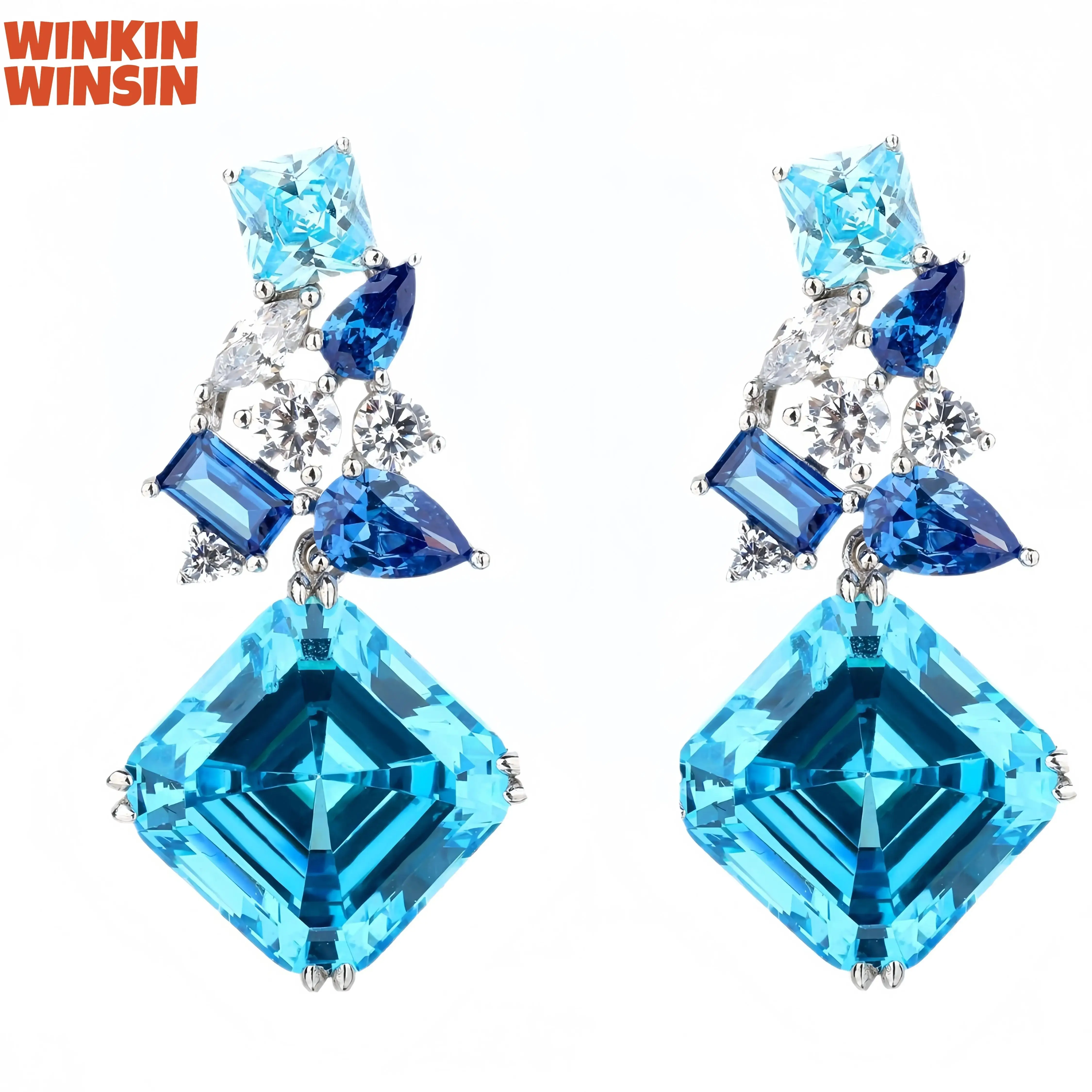 

WINKIN WINSIN Brand MST 925 Sterling Silver Earrings High Quality Lab Grown Gemstone Pendant Drop Earrings For Woman Jewelry