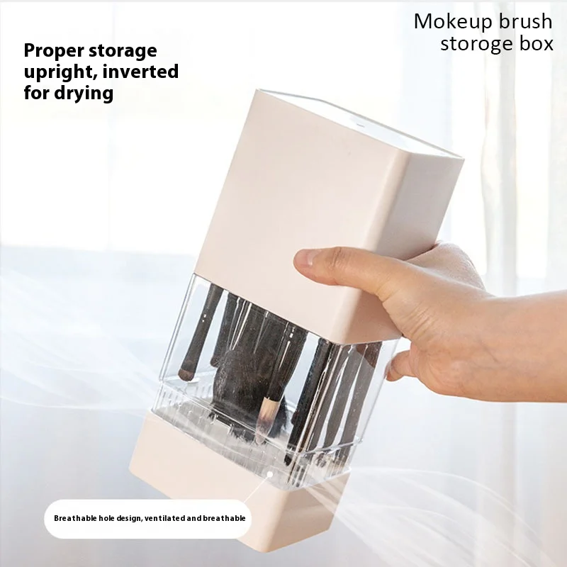 2 in 1 Makeup Brushes Storage Drying Rack Cosmetic Brushes Organizer Eyeshadow Makeup Brush Box Holder Multi-Functional