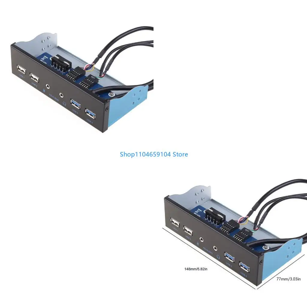 USB3.0 2.0 Front Panel Hub Spilitter for Desktop Optical Drive Bay 3.5mm Mic Connector