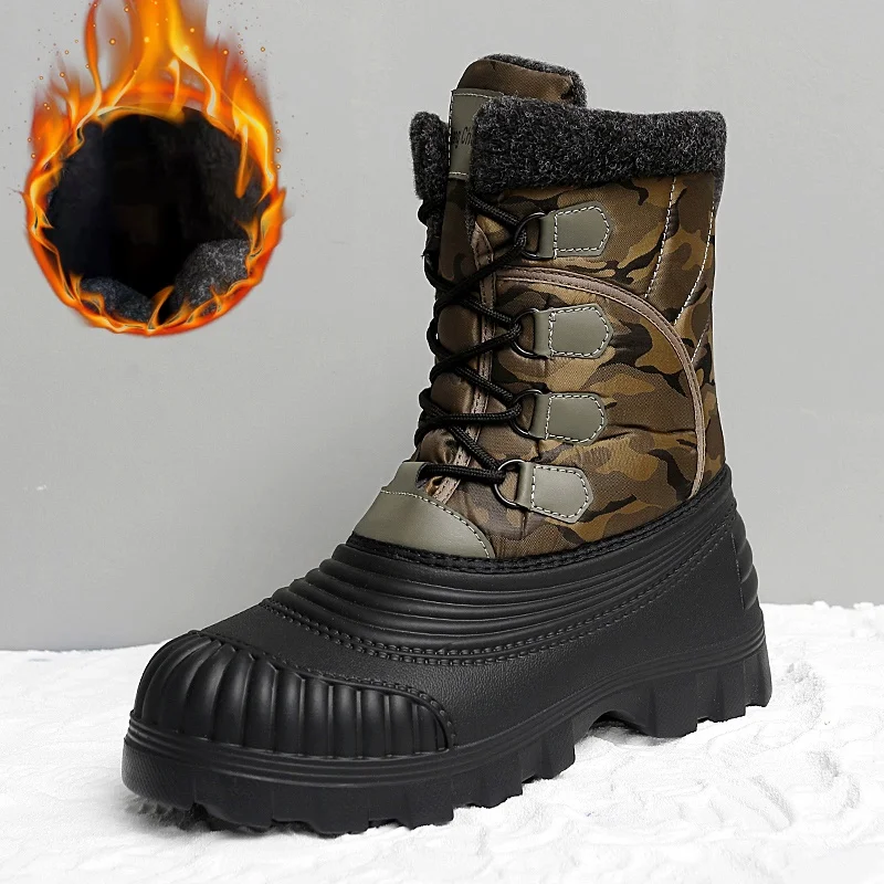 

Men's Autumn and Winter Velvet-Lined and Thickened Outdoor Warm Snow Boots