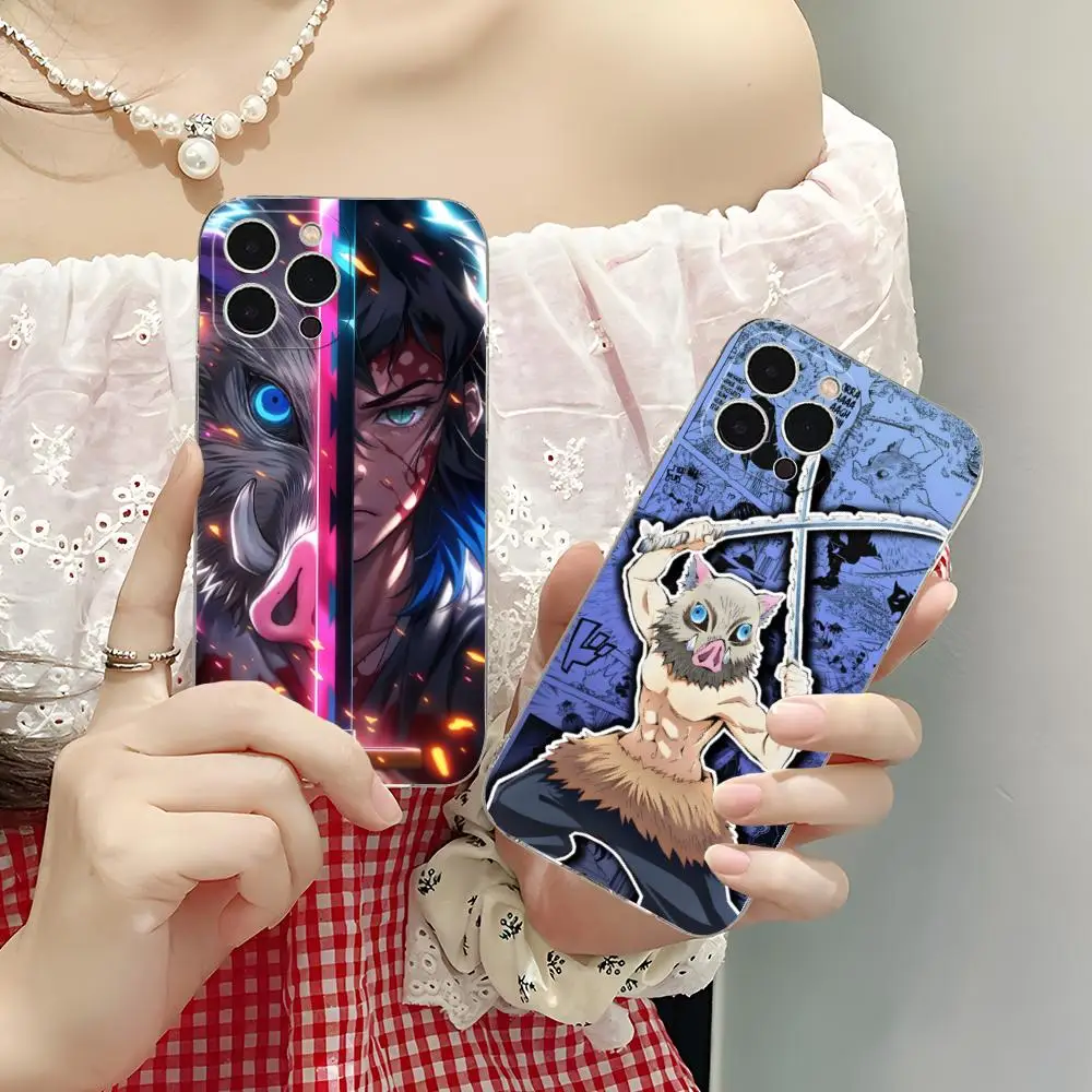 

Чехол для мобильного телефона Demon Slayer Inosuke для iPhone 16, 15, 14, 13, 12, 11 X XR XS 8 6 Pro Max Plus, мини-прозрачный цветной защитный чехол