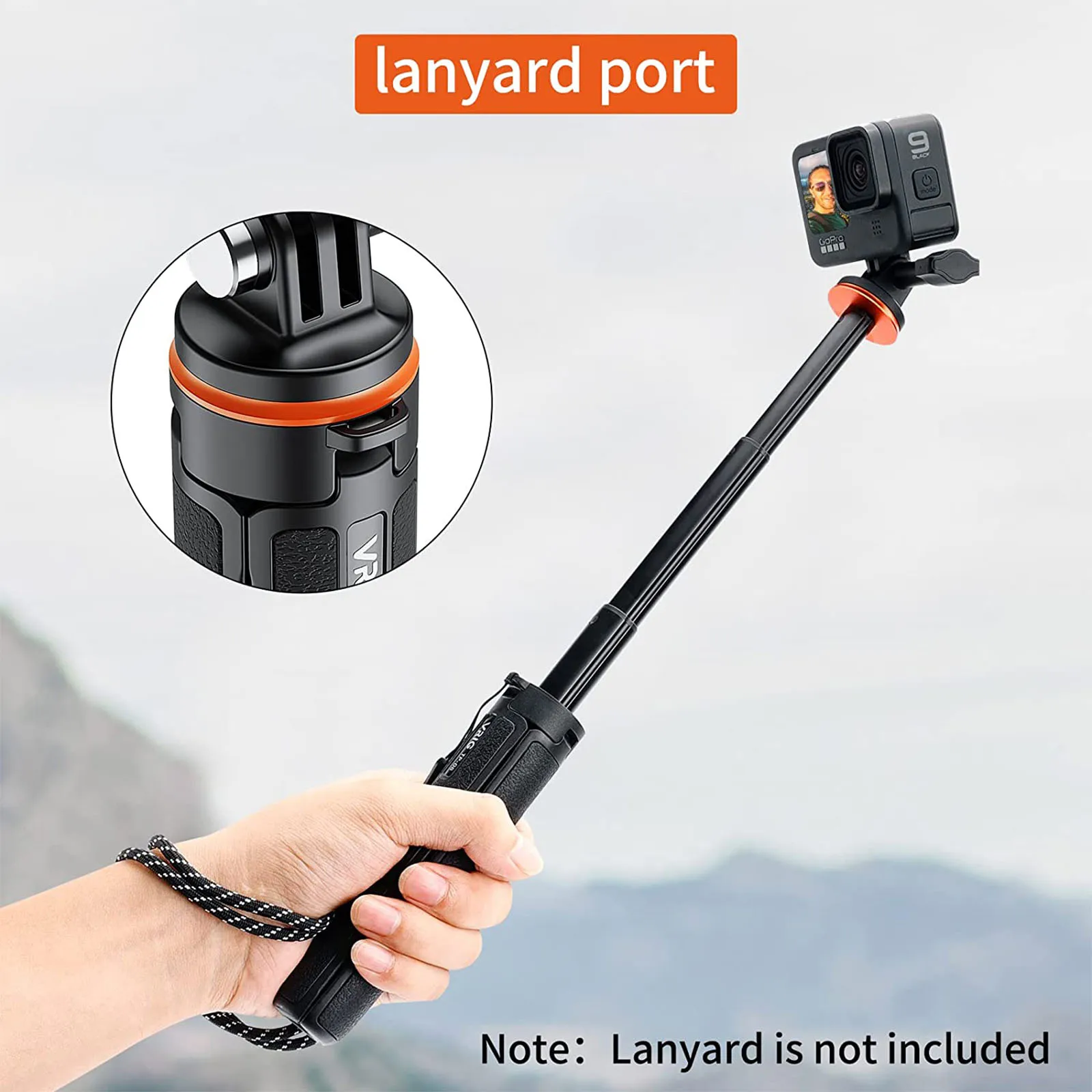 VRIG 20.1" Extendable Mini Tripod,Portable Selfie Stick Tripod for DJI OSMO Action 5Pro/4/3,GoPro Max Hero 13 12 11 10 9 8 7 6 5 4 3 3+ 2 1 Session,Insta360 X5/X4 Action Camera view 5