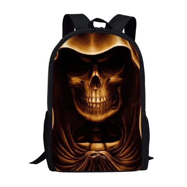 Cool Skull Print Men Backpack Kids Boys Girls Backpacks Child School Bags for Teenage Student Daily Backpack School Bag 16 Inch