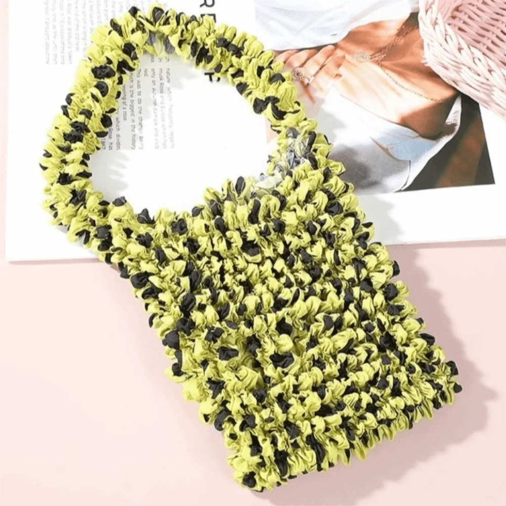 

Large Capacity Bubble Crossbody Bag Soft Polyester Black Polka Dot Polka Dot Shopping Bag Woven Material Stretch Fabric