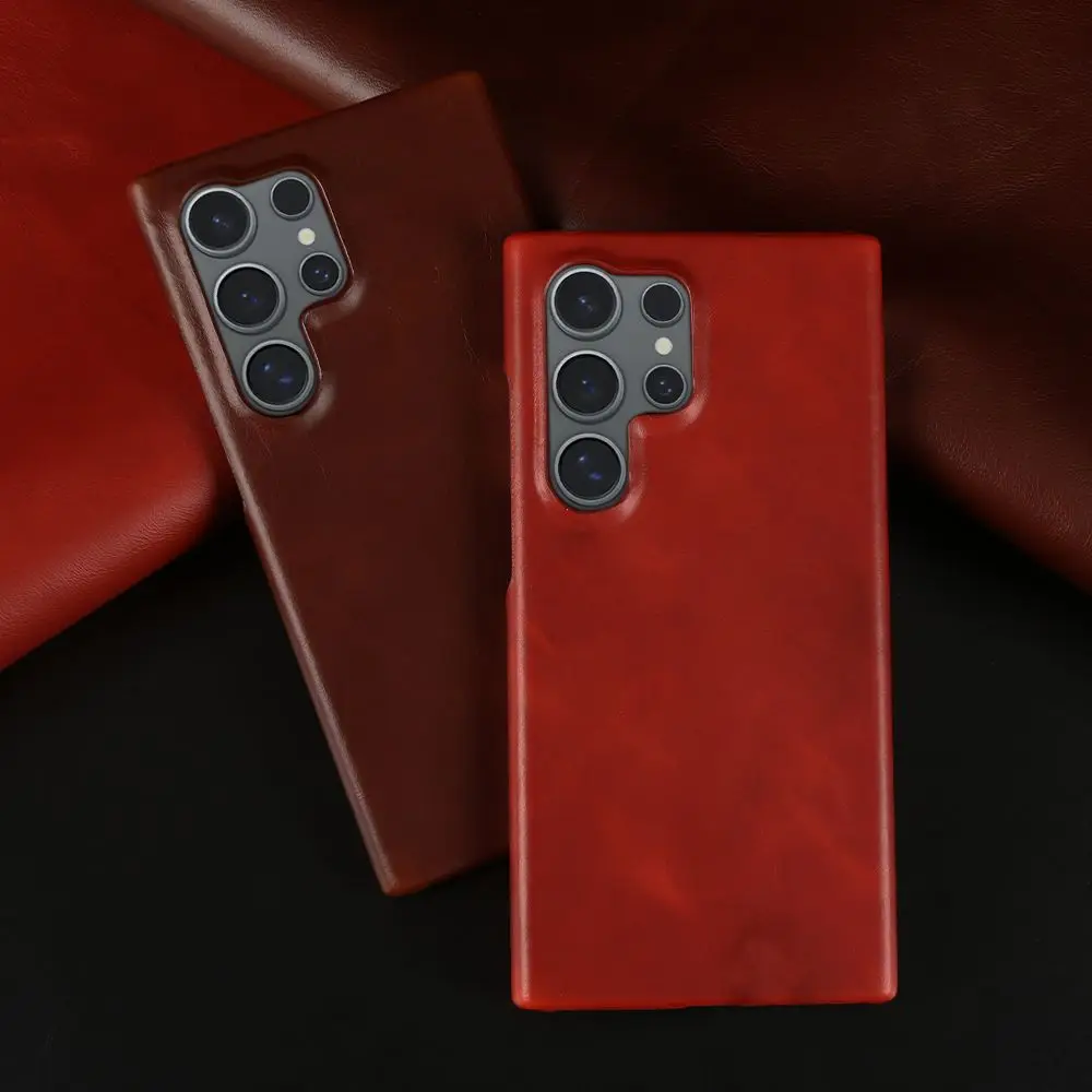 حافظة من الجلد الطبيعي لسامسونج جالاكسي ، نمط شمع زيتي ، غلاف هاتف عتيق جمالي ، غطاء خلفي ، الترا S24Plus ، S24