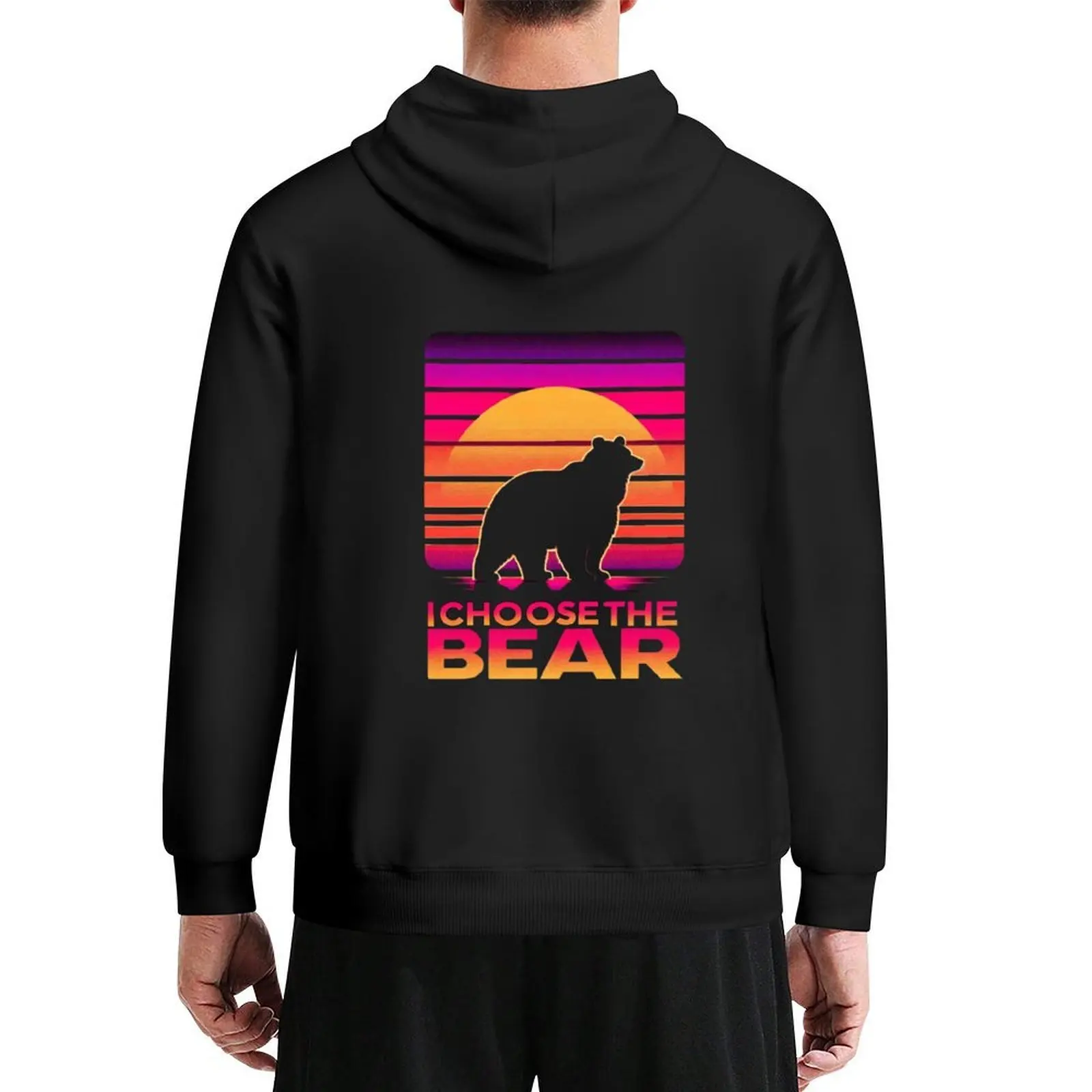 

I Choose The Bear sunset retro Hoodie mens designer clothes men's clothes japanese style blouse hoodie for men