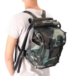 Camouflage Oxford Cloth Fishing Chair Foldable Backpack with Metal Tube Large Capacity Portable Stool Outdoor Camping Equipment