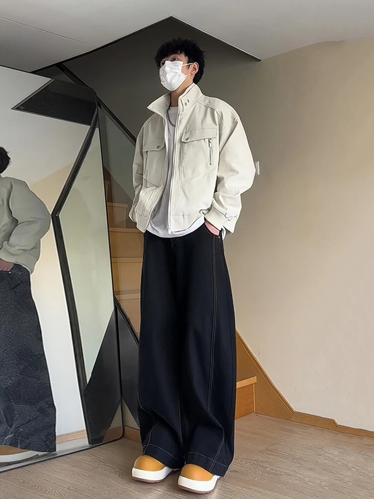 

Retro American Denim Wide Leg Banana Pants Men's Design Sensation Straight Cut Jeans CleanFit Trousers Youth Trend Casual Jeans