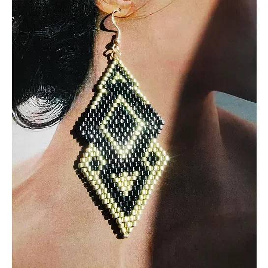 

Ретро богемные серьги из сплава с бисером для женщин, дизайн ручного вязания, простые модные женские украшения из рисовых бусин