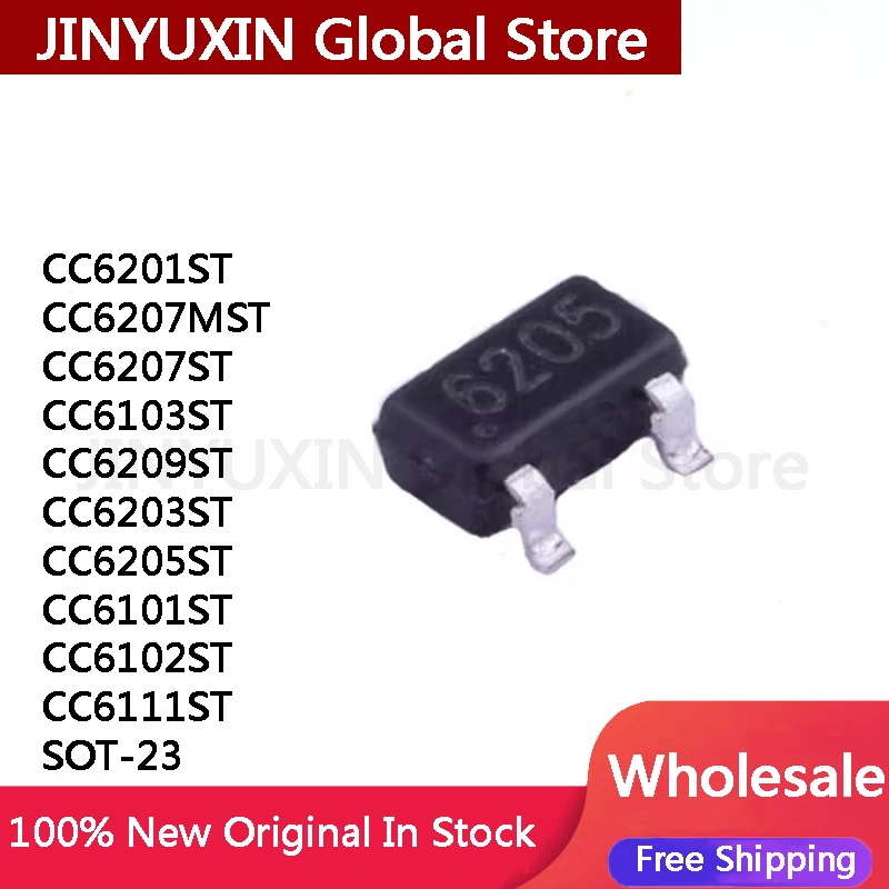 100Pcs CC6201ST CC6207MST CC6207ST CC6103ST CC6209ST CC6203ST CC6205ST CC6101ST CC6102ST CC6111ST SOT-23 In Stock Wholesale