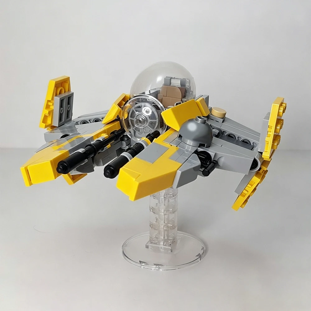New MOC Space Series Yellow Interceptor Eta-2 Model Building Blocks DIY Modular Fighter Tech Assembly Toy Adult Collectible Gift