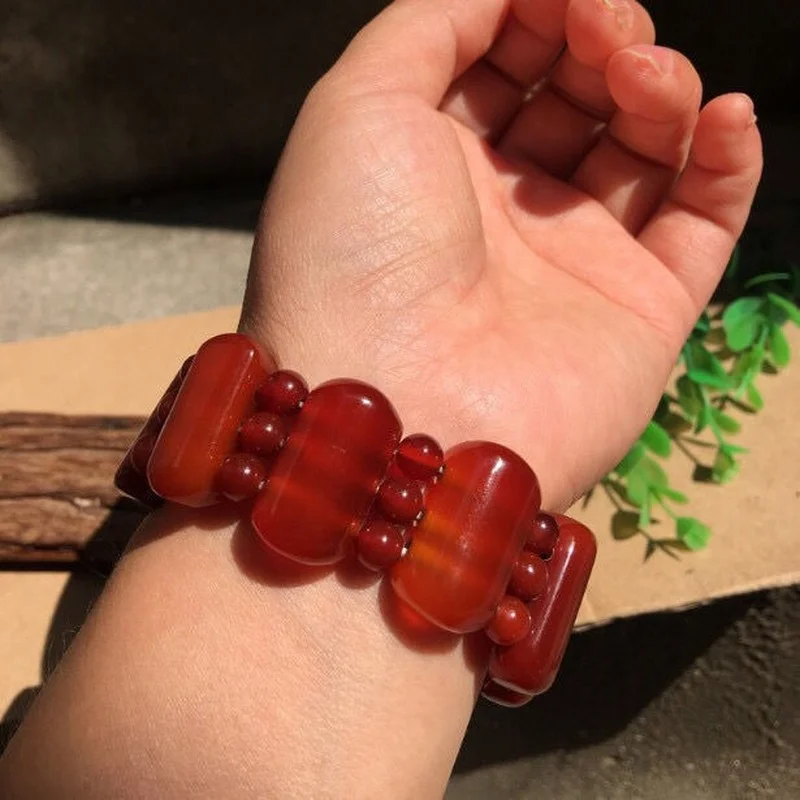 Natural Chalcedony Agate Bracelet Jewelry for Men and Women In The Year of Birth