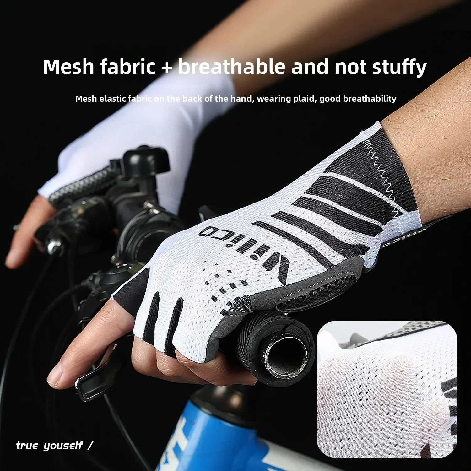 Men Summer Half Finger Touch Screen Breathable Outdoor Sports Fishing Motorcycle Road Bike Sun Protection Gloves for Cycling